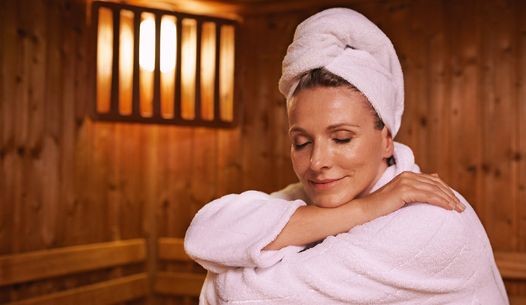 in de sauna bij SpaWeesp