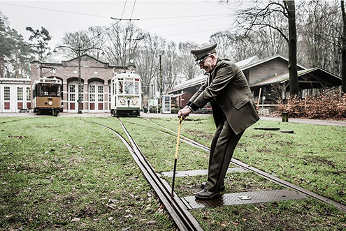 Oude trams in het Nederlands Openluchtmuseum