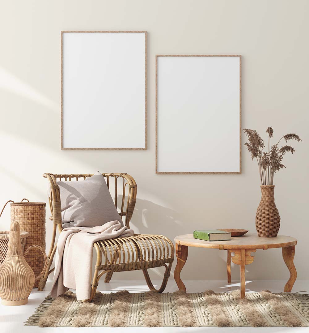 Woonkamer ronde meubels boho