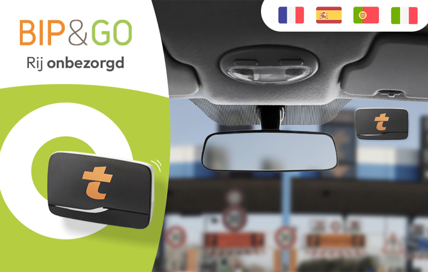 Bip&Go-tolbadge met 6 maanden abonnement