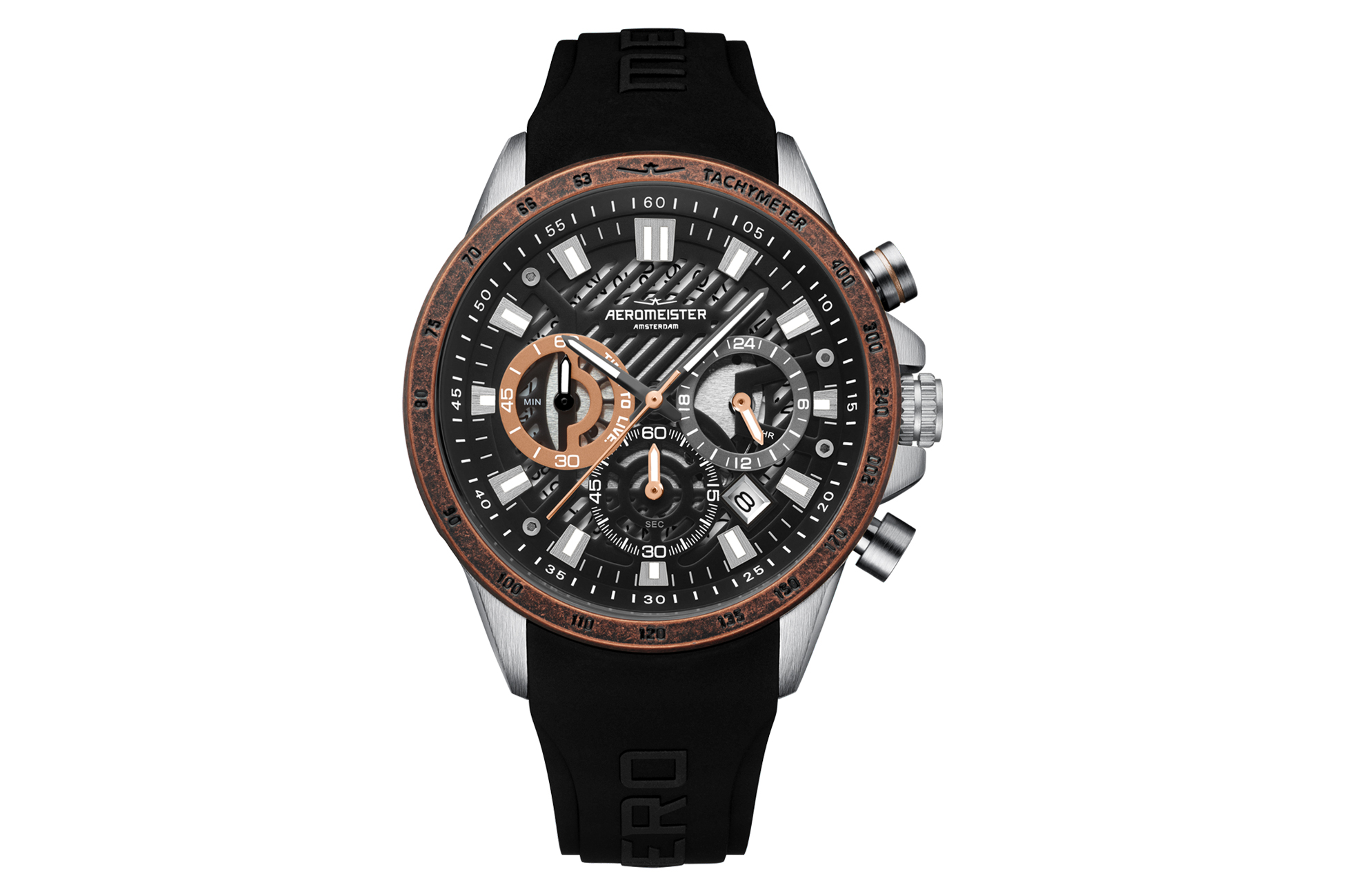 Q&Q Herenhorloge siliconen gesp 10 bar zwart analoog kwarts