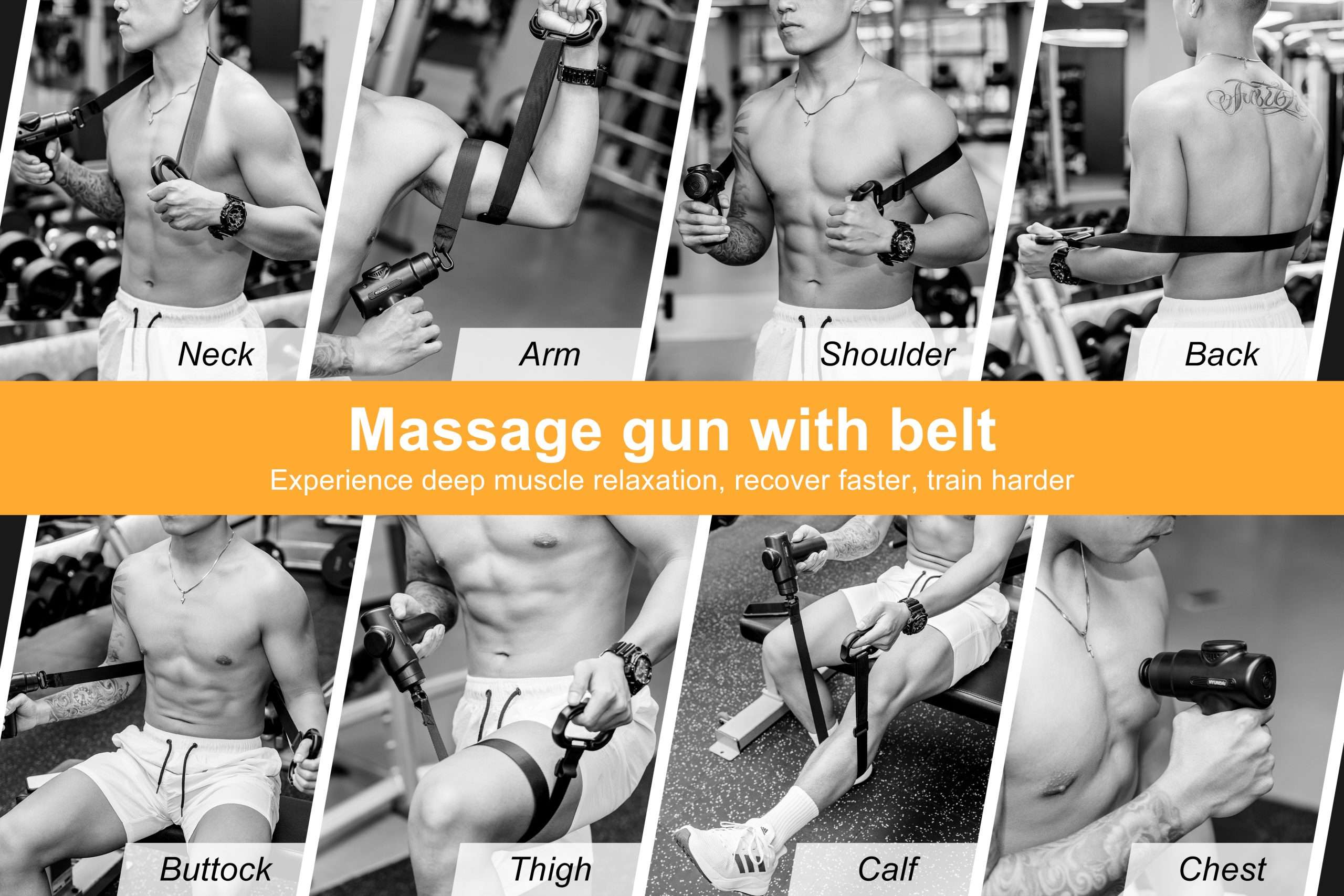 Hyundai Electronics massage apparaat met 4 opzetstukken en massageband