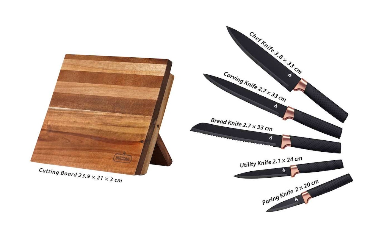 Buccan Cooking – Set de 6 couteaux avec support magnétique