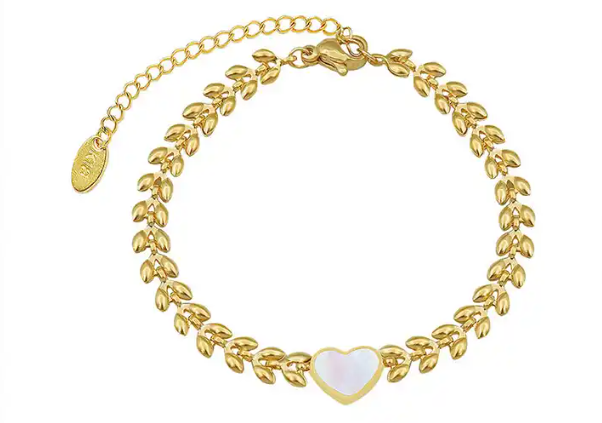 Luxe 14k vergulden armband patroon + hart bedel