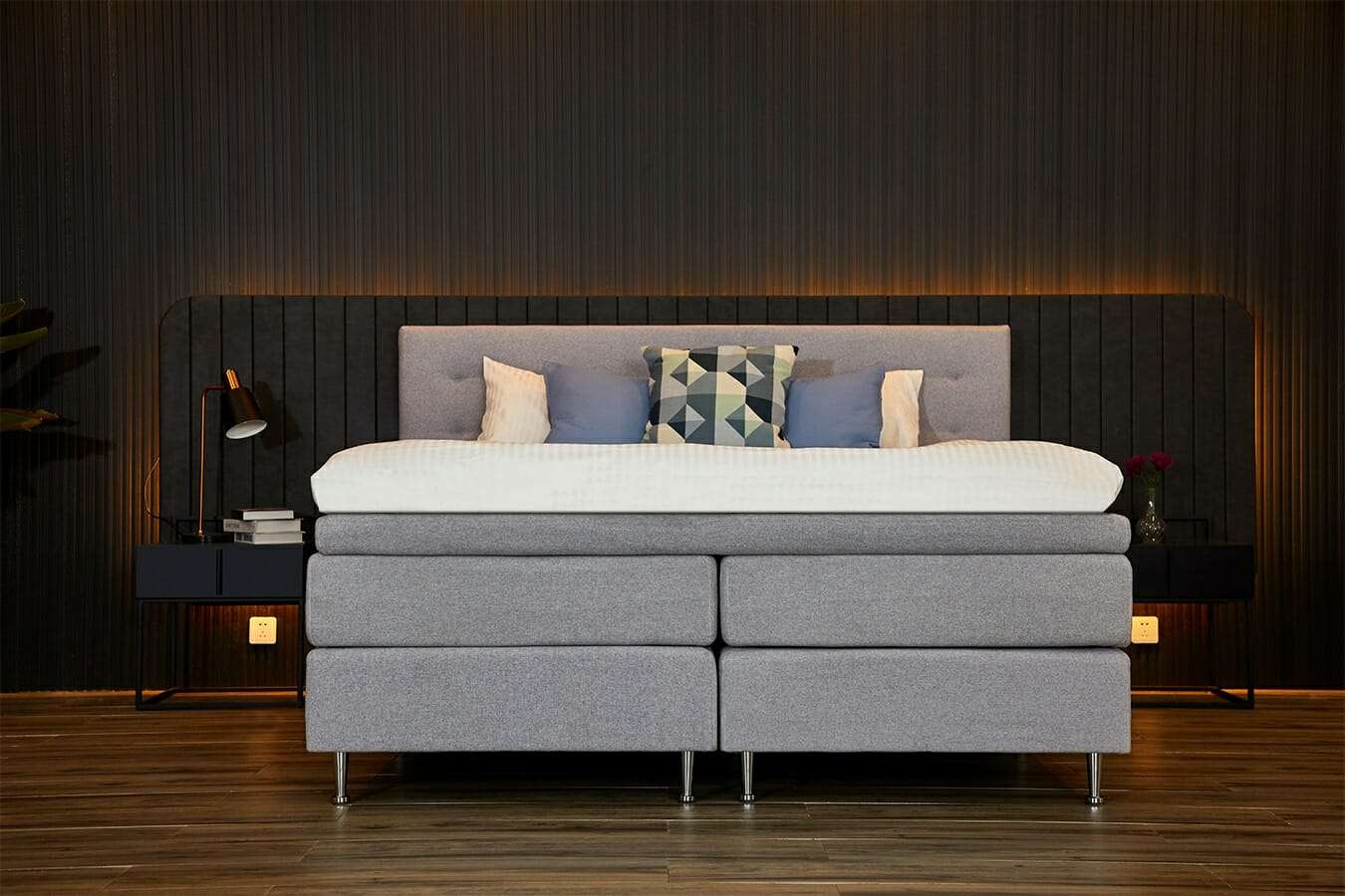 Larson - Boxspring Oslo - Lichtgrijs - 160x200