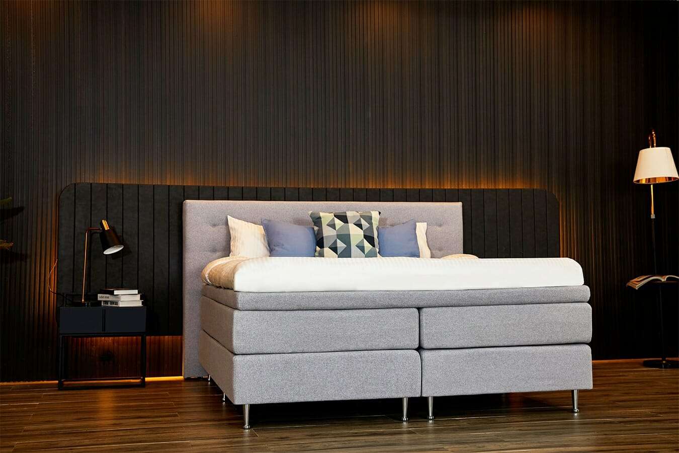 Larson - Boxspring Oslo - Lichtgrijs - 160x200