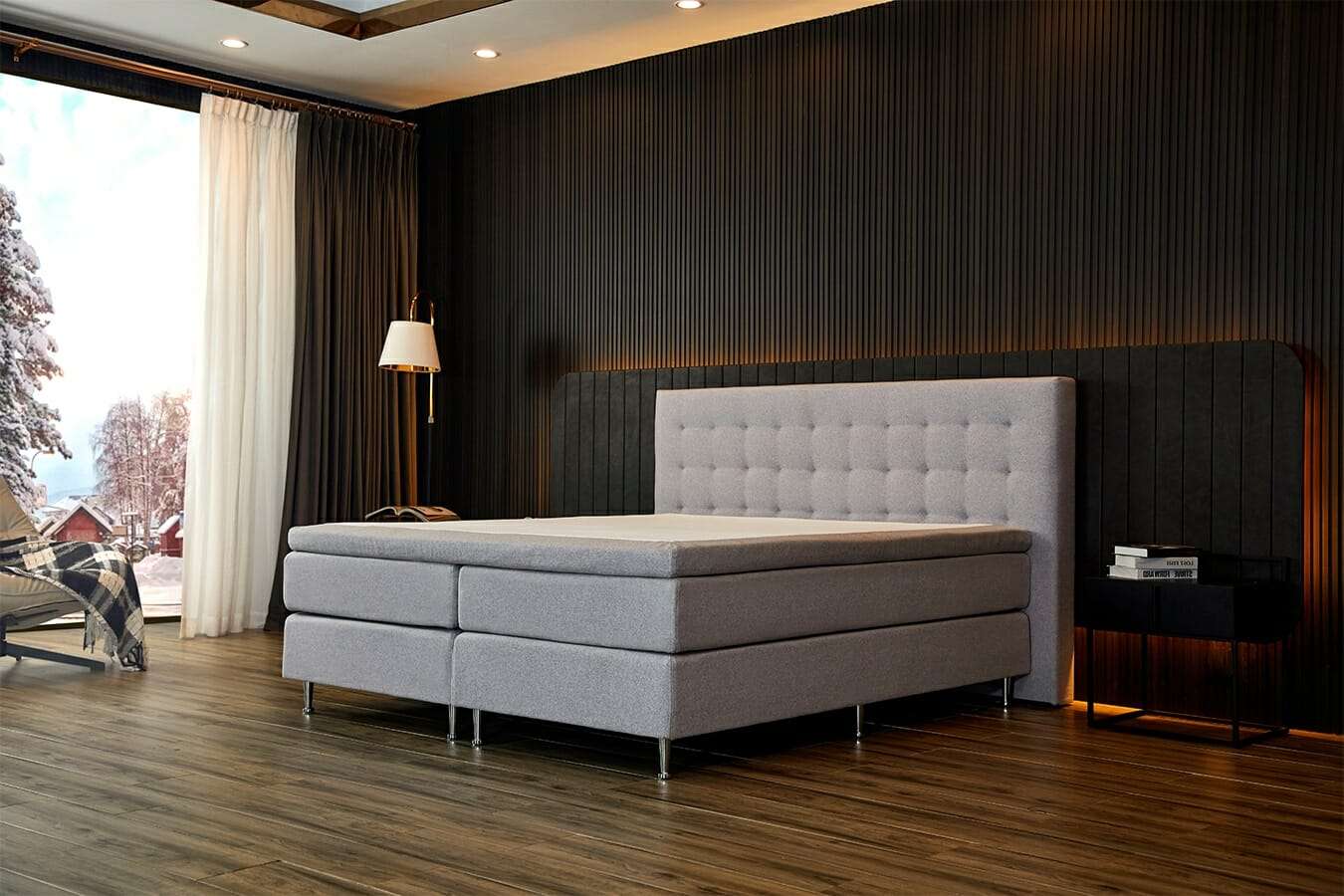 Larson - Boxspring Oslo - Lichtgrijs - 160x200