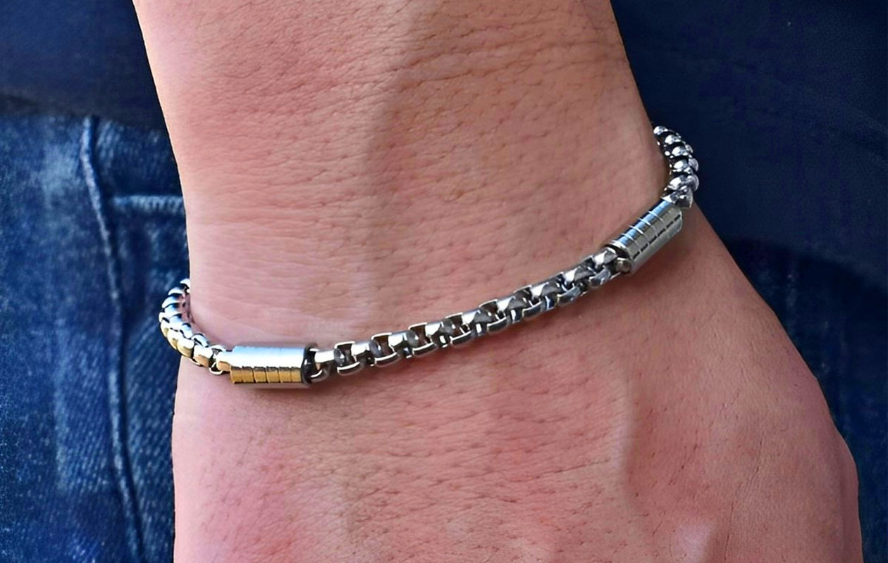 Stalen schakelarmband heren gepolijst