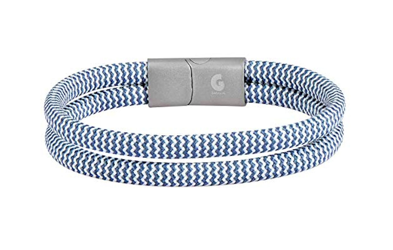 Touw armband wit-blauw 18.5cm