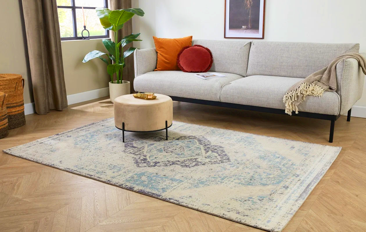 Lifa Living aqua vintage vloerkleed 80x150