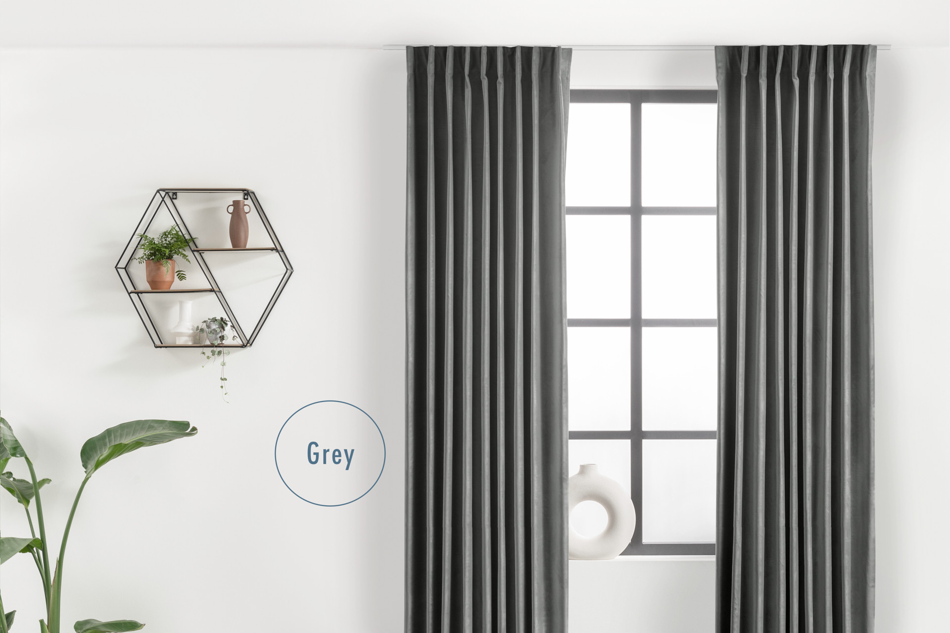 Lifa Living velvet gordijn haken 150 x 250 cm grijs
